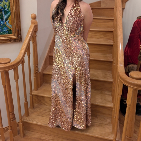 Free People Glitter & Gold Sequin Maxi Dress - Picture 10 of 10